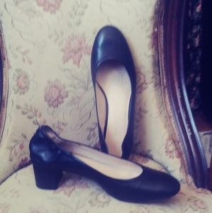 Cole Haan Classic Black Stacked Leather Heels